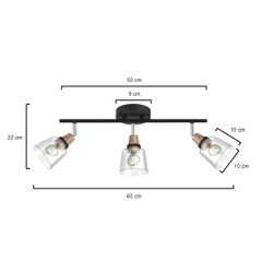 Regleta 3L Indigo Negro-Madera 3 X 40W E-14