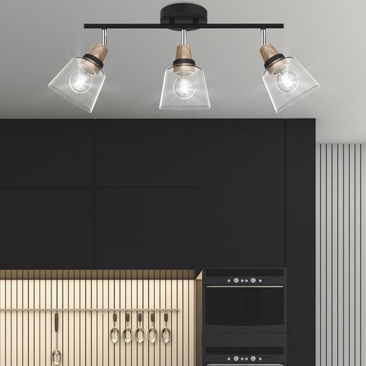 Regleta 3L Indigo Negro-Madera 3 X 40W E-14