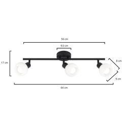 Regleta 3L Opal Negro Mate 3 X 40W E-14