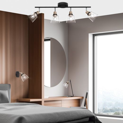 Regleta 4L Indigo Negro-Madera 4 X 40W E-14