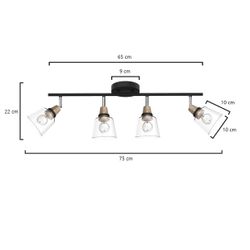 Regleta 4L Indigo Negro-Madera 4 X 40W E-14