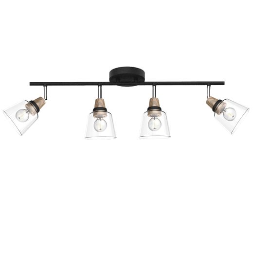 Regleta 4L Indigo Negro-Madera 4 X 40W E-14