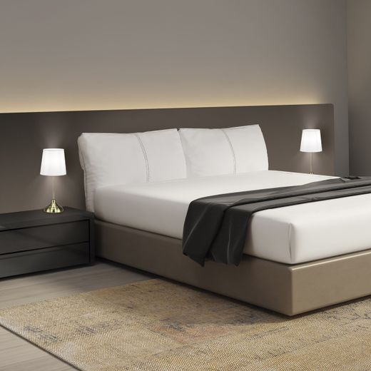 Sobremesa Bolton  Cuero/Blanco 1 X 40W E-14