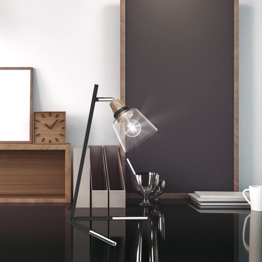 Sobremesa Indigo Negro-Madera 1 X 40W E-14