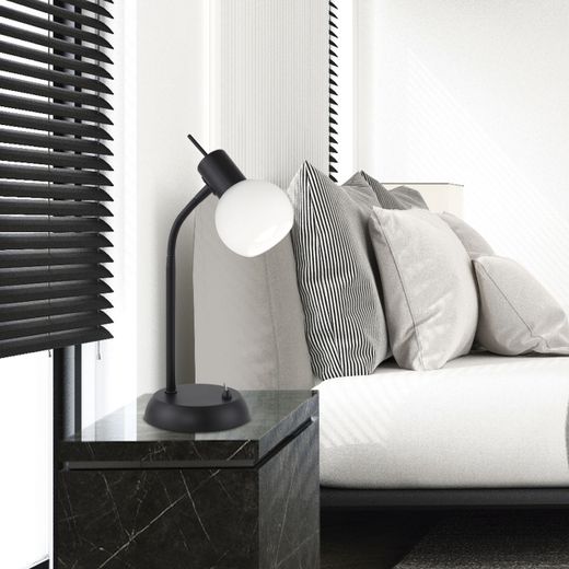 Sobremesa Opal Negro Mate 1 X 40W E-14