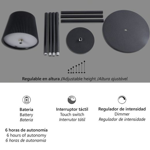 Sobremesa-Pie Sunset Blanco Led 5W - Bateria Recargable