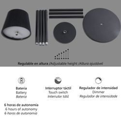 Sobremesa-Pie Sunset Negro Led 5W - Bateria Recargable