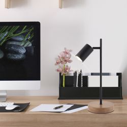 Sobremesa Pireo Negro-Madera 1 X 50W Gu-10