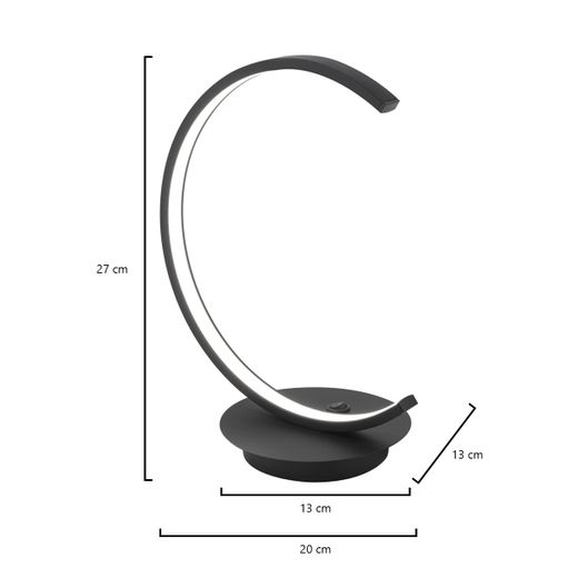 Sobremesa Uber Negro Mate Led 8W 760Lm 4000K