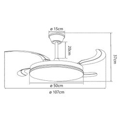 Ventilador Ecos Blanco 50Cms 4 Palas Led 72W
