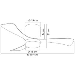 Ventilador Kent Blanco Madera 107Cm 3 Palas Led 24w