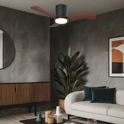 Ventilador Kent Negro Madera 107Cm 3 Palas Led 24w