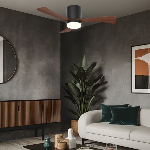 Ventilador Kent Negro Madera 107Cm 3 Palas Led 24w