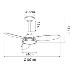Ventilador Mahon Madera Clara 107Cm 3 Palas