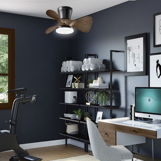 Ventilador Siux Negro-Madera 56 Cm 3 Palas