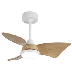 Ventilador Tauro Blanco/Madera 76Cms 3 Palas Led 24W