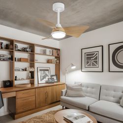Ventilador Tauro Blanco/Madera 76Cms 3 Palas Led 24W
