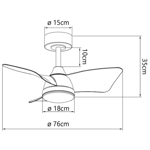 Ventilador Tauro Blanco/Madera 76Cms 3 Palas Led 24W