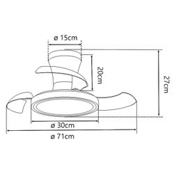 Ventilador Tombet Blanco 30Cms 3 Palas Led 48W
