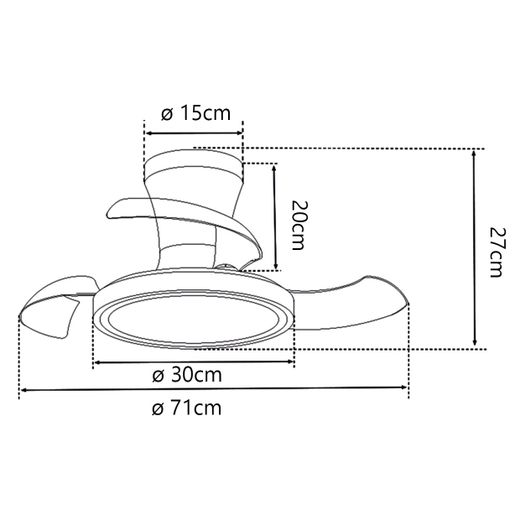 Ventilador Tombet Blanco 30Cms 3 Palas Led 48W